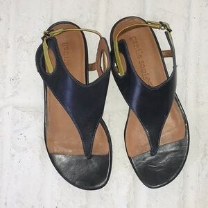 Gentle Souls Black Leather Opal Sandals